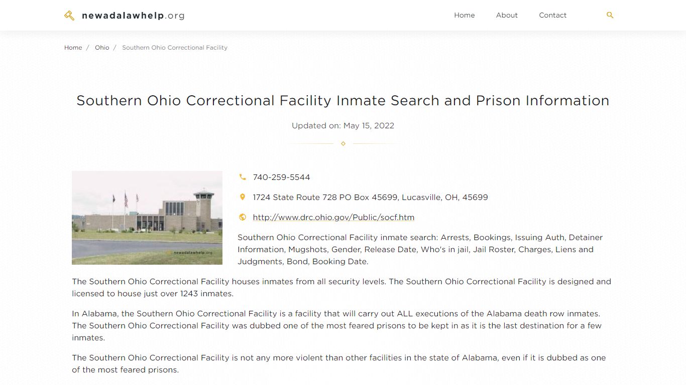 Southern Ohio Correctional Facility Inmate Search ...