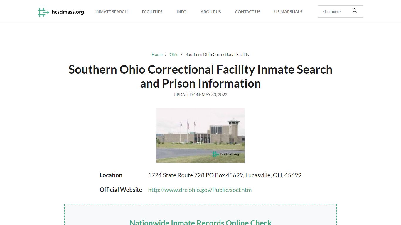 Southern Ohio Correctional Facility Inmate Search ...