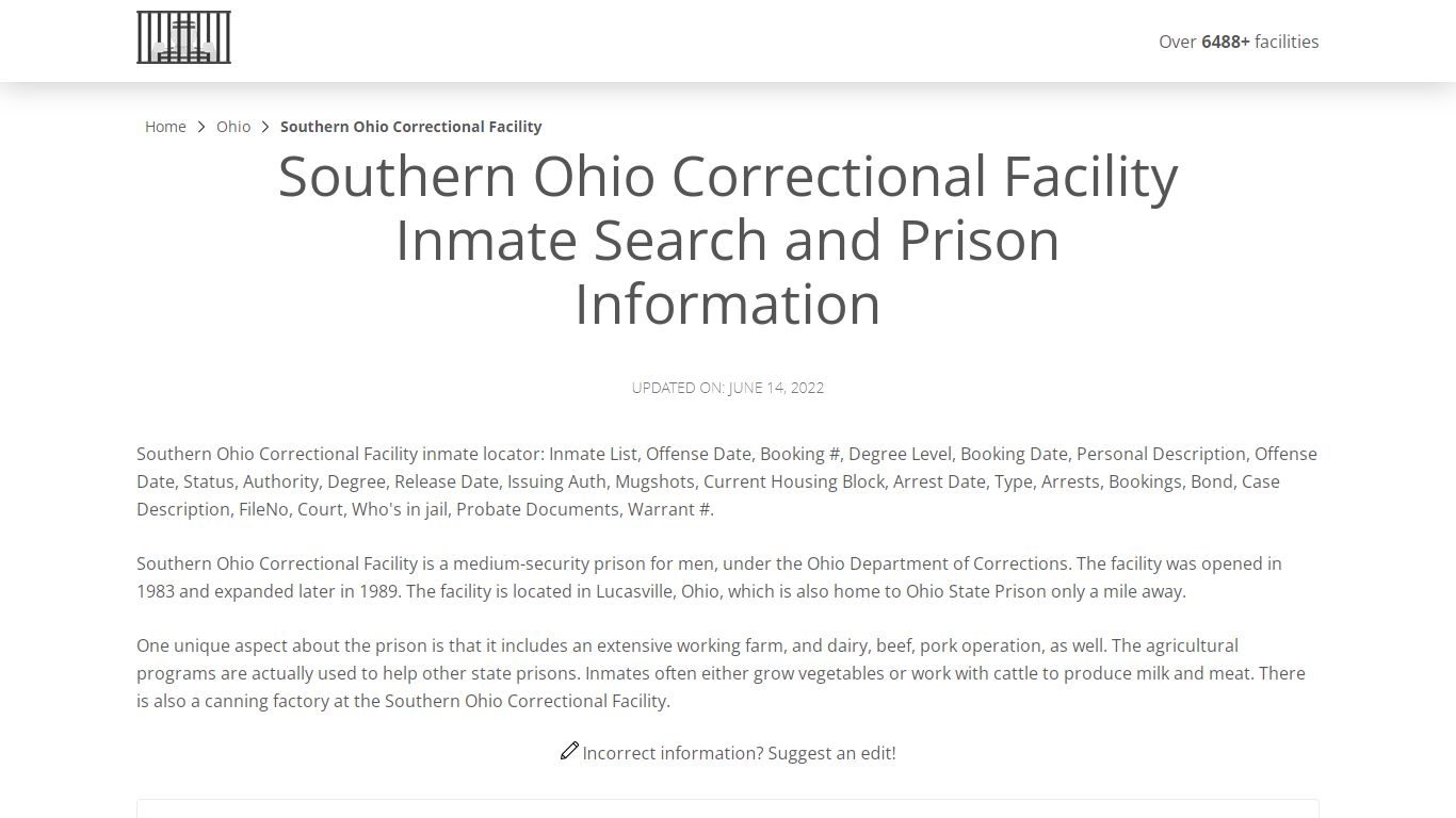 Southern Ohio Correctional Facility Inmate Search ...